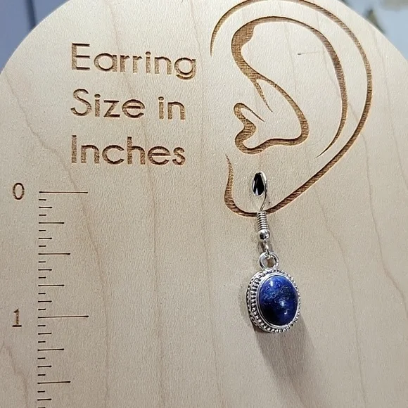 Lapis Vintage Style Drop Earrings, S925 - Picture 4 of 5